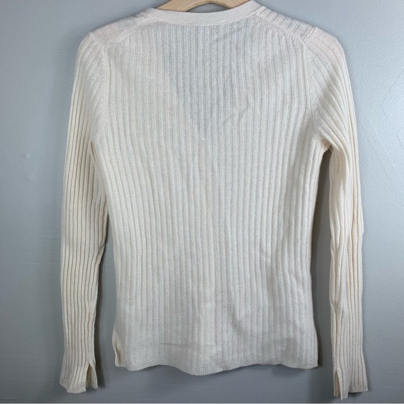 White + Warren | 100% Cashmere Cream Color Cardigan | Size Small - Picture 6 of 8